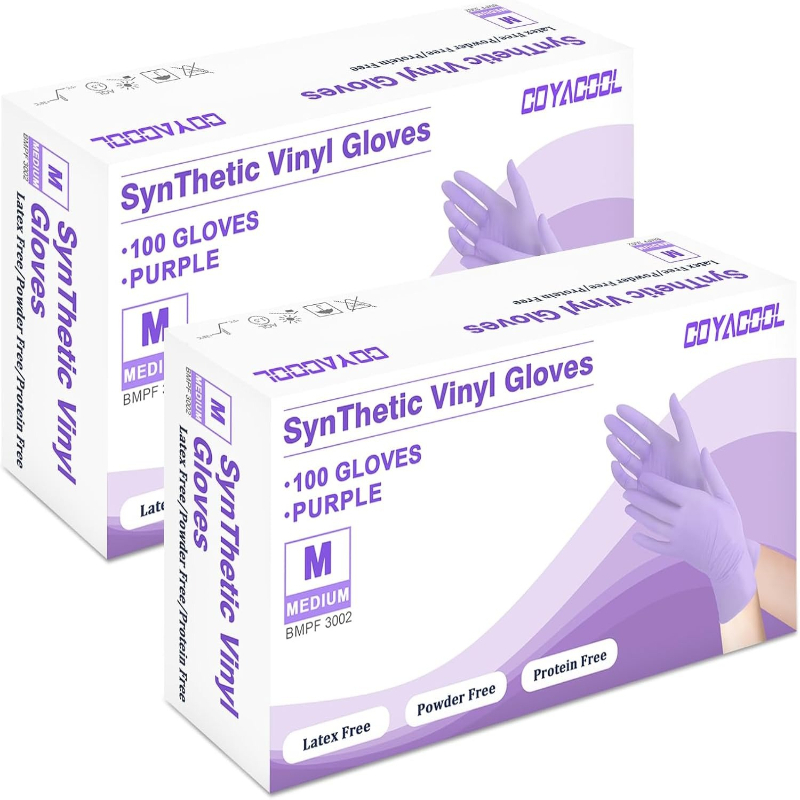 Exam Glove Nitrile - Luvas de Nitrilo Roxas Descartáveis Sem